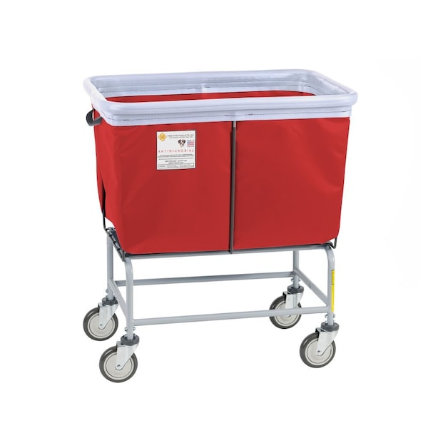 Antimicrobial Elevated Basket Truck, Vinyl, Bumper, 6 Bushel, Red